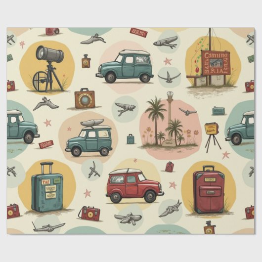 Umschlagpapier mit Reisemuster Geschenkpapier (Flach)