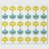 Umschlagpapier "Personalisierte Dreiecke/Blau, Gol Geschenkpapier (Flach)