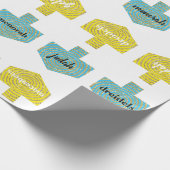 Umschlagpapier "Personalisierte Dreiecke/Blau, Gol Geschenkpapier (Ecke)