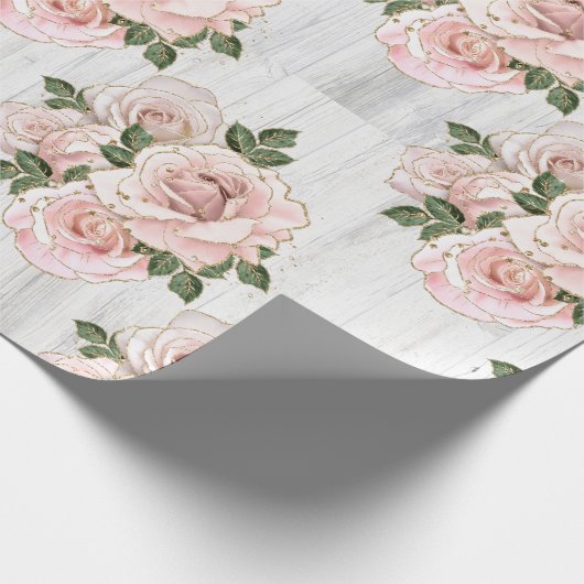 Umschlagpapier Roll 6' Rustikale Rose Geschenkpapier (Ecke)