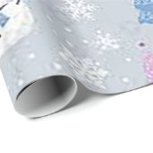 Umschlagpapier "Rosa Bäume und Blaue Schneemänner" Geschenkpapier (Rolleneckpunkt)