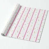 Umschlagpapier - rosa Streifen Gold Polka Punkte Geschenkpapier (Ungerollt)