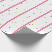 Umschlagpapier - rosa Streifen Gold Polka Punkte Geschenkpapier (Ecke)