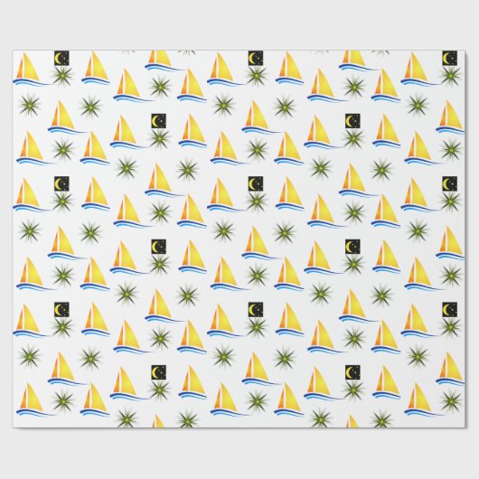Umschlagpapier Sailboote Geschenkpapier (Flach)