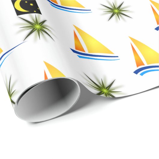 Umschlagpapier Sailboote Geschenkpapier (Rolleneckpunkt)