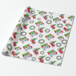 Umschlagpapier Santa und Sleigh Geschenkpapier