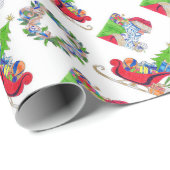Umschlagpapier Santa und Sleigh Geschenkpapier (Rolleneckpunkt)