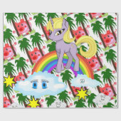 Umschlagpapier Schweine Einhorn Regenbogen Geschenkpapier (Flach)