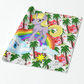 Umschlagpapier Schweine Einhorn Regenbogen Geschenkpapier (Ungerollt)