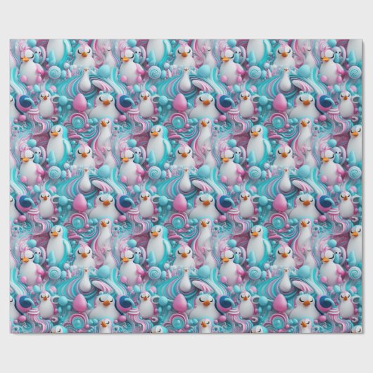 Umschlagpapier - Transgender-Pride-Pinguine 1 Geschenkpapier (Flach)