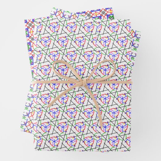 Umschlagpapier - Variationen des fünffarbigen Boog Geschenkpapier Set (Beispiel)