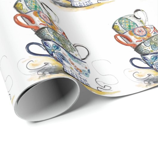 Umschlagpapier - Vintage Teacups Geschenkpapier (Rolleneckpunkt)