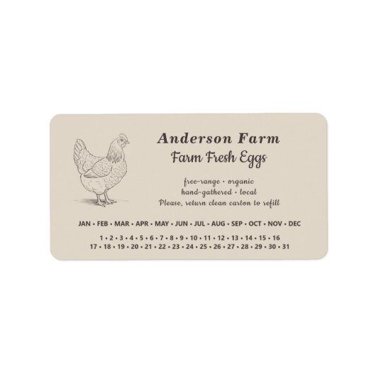 Umschließendes Datum - Aufkleber für frische Eier, Adressaufkleber (Vorne)