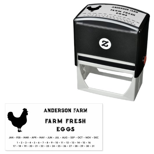 Umschließendes Datum - Eierkarton mit Hühnchen Permastempel (Beispiel)