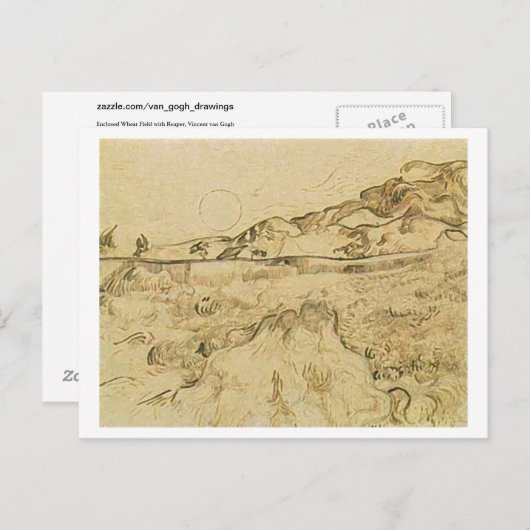 Umschließendes Weizenfeld mit Sensenmann, Vincent Postkarte (Vorne/Hinten)