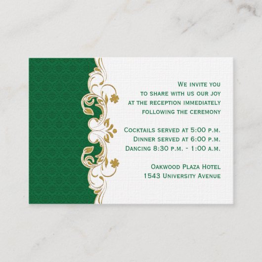 Umschließkarte für den grünen, goldfarbenen, weiße begleitkarte (Vorderseite)