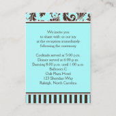 Umschließungskarte für Aqua, Braun, weiße, florale Begleitkarte (Rückseite)