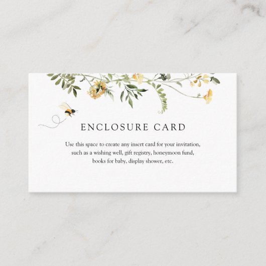 Umschließungskarte für Bienen und Gelbe Wildblume Begleitkarte (Vorderseite)