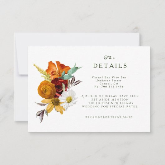 Umschließungskarte für eklektische Blumendetails RSVP Karte (Vorderseite)