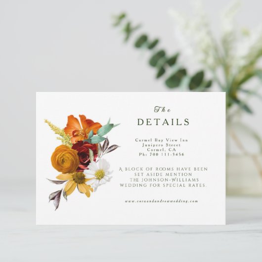 Umschließungskarte für eklektische Blumendetails RSVP Karte (Stehend Vorderseite)