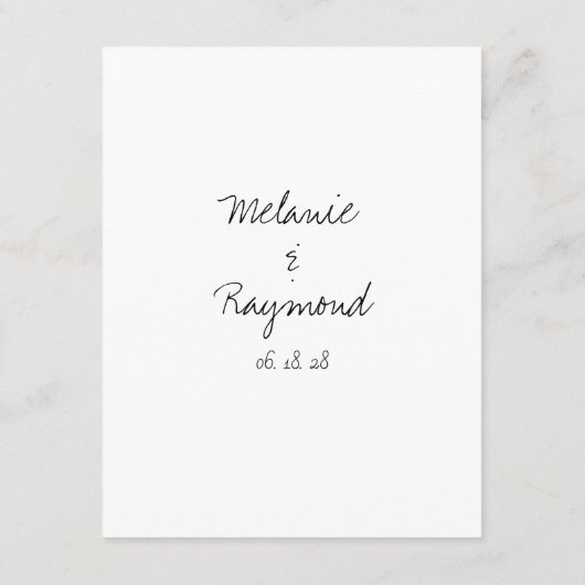 Umschließungskarte für handgeschriebene Hochzeitde Begleitkarte (Rückseite)