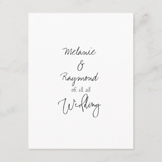 Umschließungskarte für handgeschriebene Hochzeitde Begleitkarte (Rückseite)