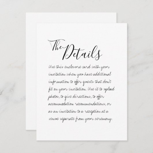 Umschließungskarte für handgeschriebene Hochzeitde Begleitkarte (Vorne/Hinten)