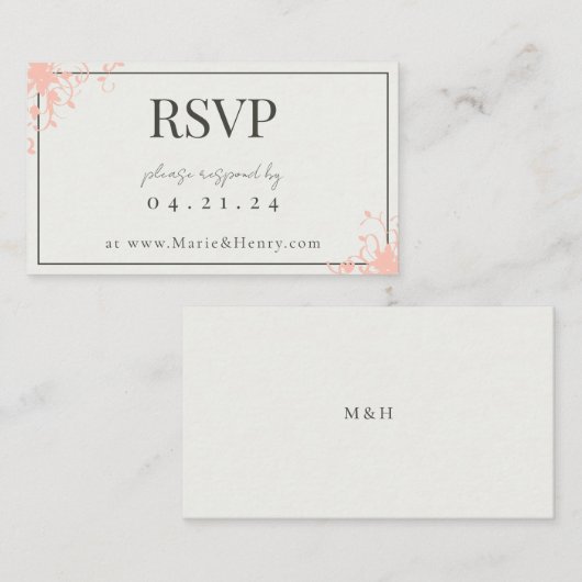 Umschließungskarte für Korallen und Creme Begleitkarte (Vorne/Hinten)