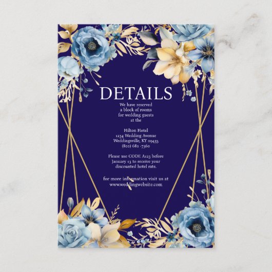 Umschließungskarte für Navy Blue und Gold Begleitkarte (Vorderseite)