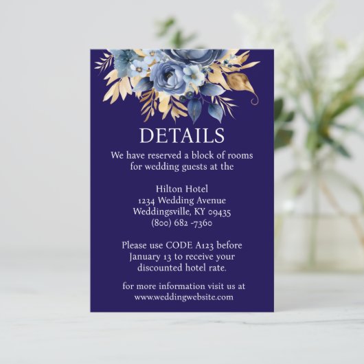 Umschließungskarte für Navy Blue und Gold Begleitkarte (Stehend Vorderseite)