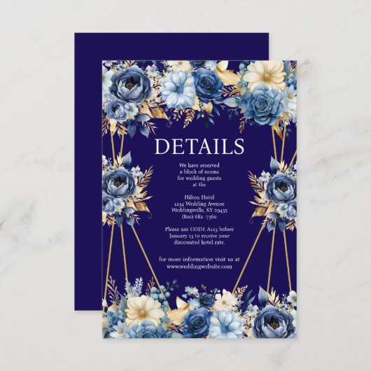 Umschließungskarte für Navy Blue und Gold Begleitkarte (Vorne/Hinten)