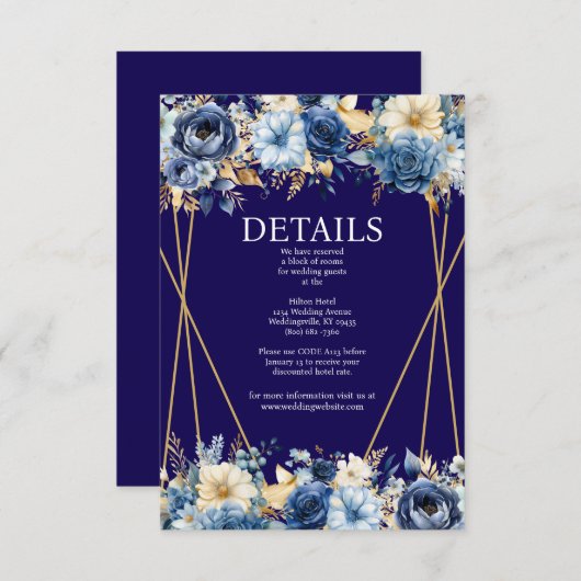 Umschließungskarte für Navy Blue und Gold Begleitkarte (Vorne/Hinten)