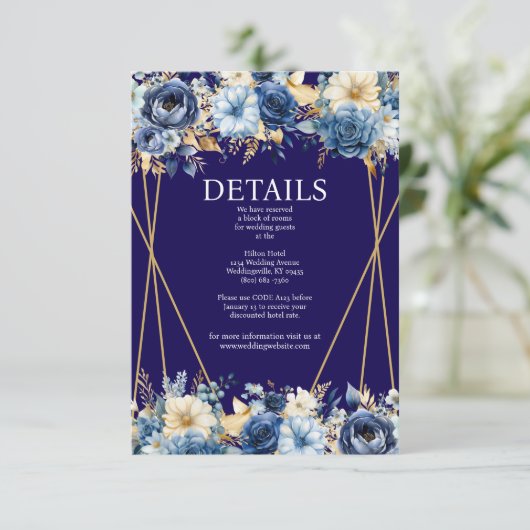 Umschließungskarte für Navy Blue und Gold Begleitkarte (Stehend Vorderseite)