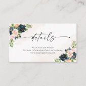 Umschließungskarte für Navy/Blush-Rosa-Flora Begleitkarte (Vorderseite)