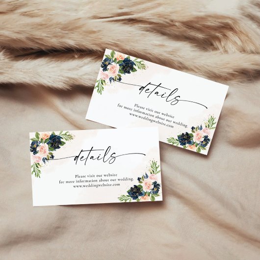 Umschließungskarte für Navy/Blush-Rosa-Flora Begleitkarte