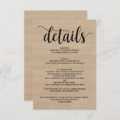 Umschließungskarte für rustikale Hochzeiten Begleitkarte (Vorne/Hinten)