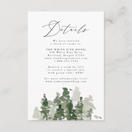 Umschließungskarte für rustikale Pinienwälder Begleitkarte (Vorderseite)