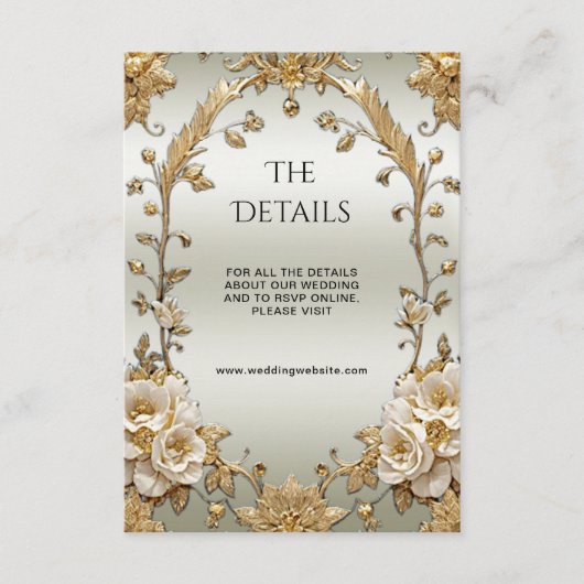 Umschließungskarte für Verzierte, goldene Blume Begleitkarte (Vorderseite)