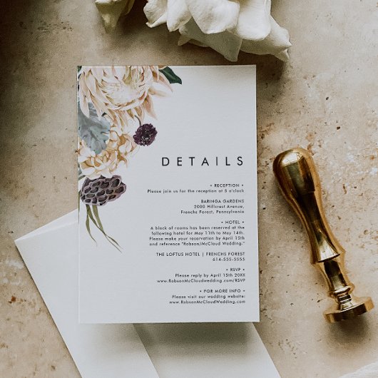 Umschließungskarte mit den weißen Blumen Begleitkarte