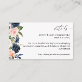 Umschließungskarte Navy Blue & Blush Pink Floral S Begleitkarte