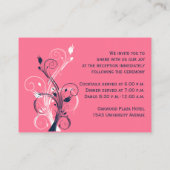 Umschließungskarte Navy Pink White Floral Empfang Begleitkarte (Rückseite)