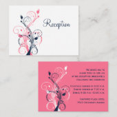 Umschließungskarte Navy Pink White Floral Empfang Begleitkarte (Vorne/Hinten)