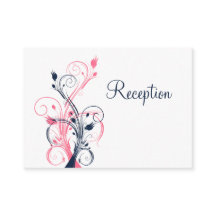 Umschließungskarte Navy Pink White Floral Empfang