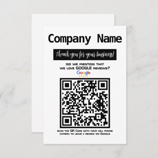 Umschließungskarte - QR Code Google Business Revie Begleitkarte (Vorne/Hinten)