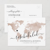 Umschuldung der Hochzeit in Urlaubsort Ankündigungspostkarte (Vorne/Hinten)