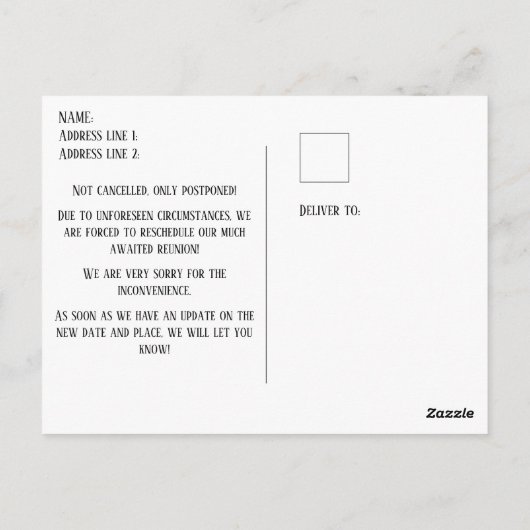 Umschulung von Klassen oder Wiedersehen Postkarte (Rückseite)