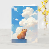Umsichtiger Capybara Karte (Gelbe Blume)