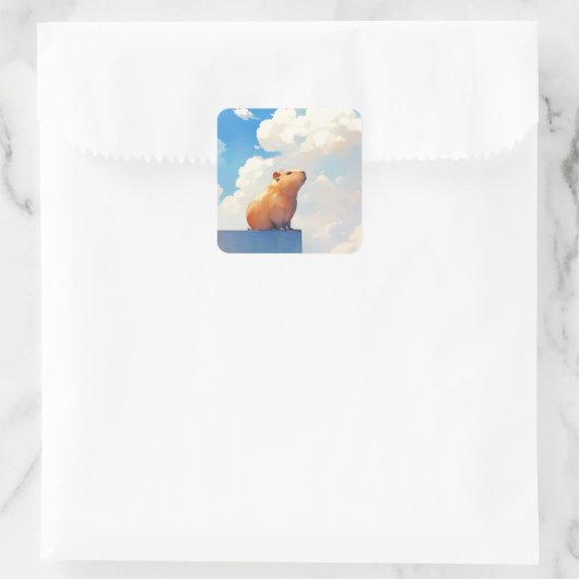 Umsichtiger Capybara Quadratischer Aufkleber (Tasche)