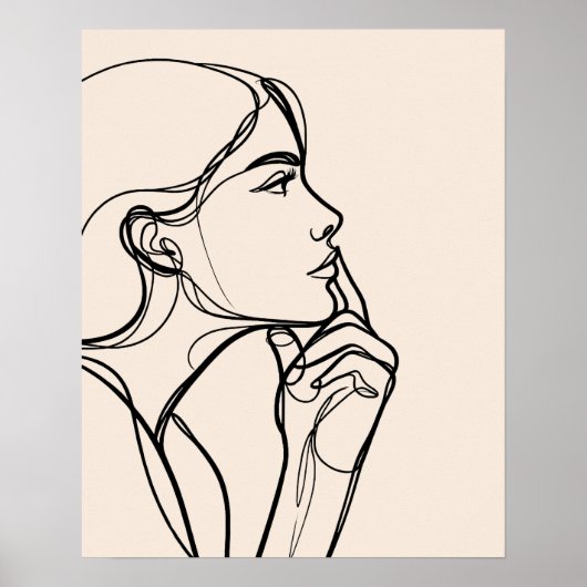 Umsichtiges Girl - Line Art Poster (Vorne)