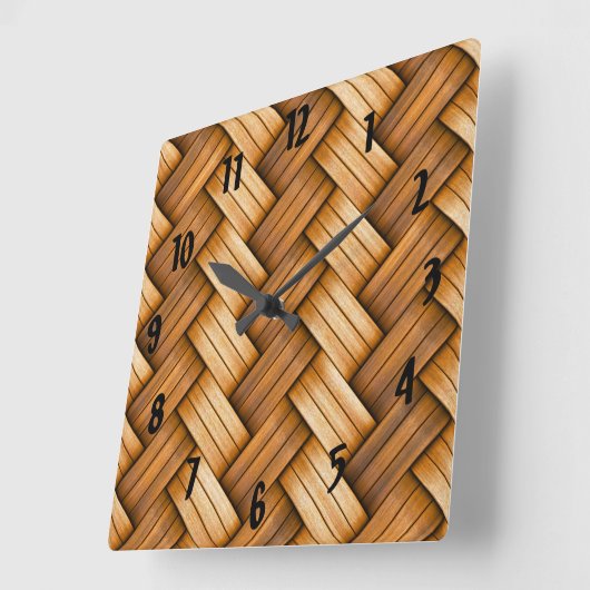 Umsponnener Weidenkorb gesponnen Quadratische Wanduhr (Winkel)